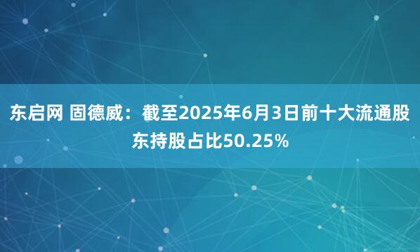 东启网 固德威：截至2025年6月3日前十大流通股东持股占比50.25%