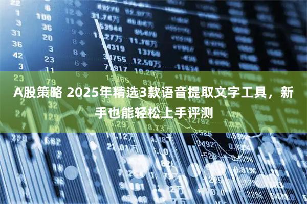A股策略 2025年精选3款语音提取文字工具，新手也能轻松上手评测